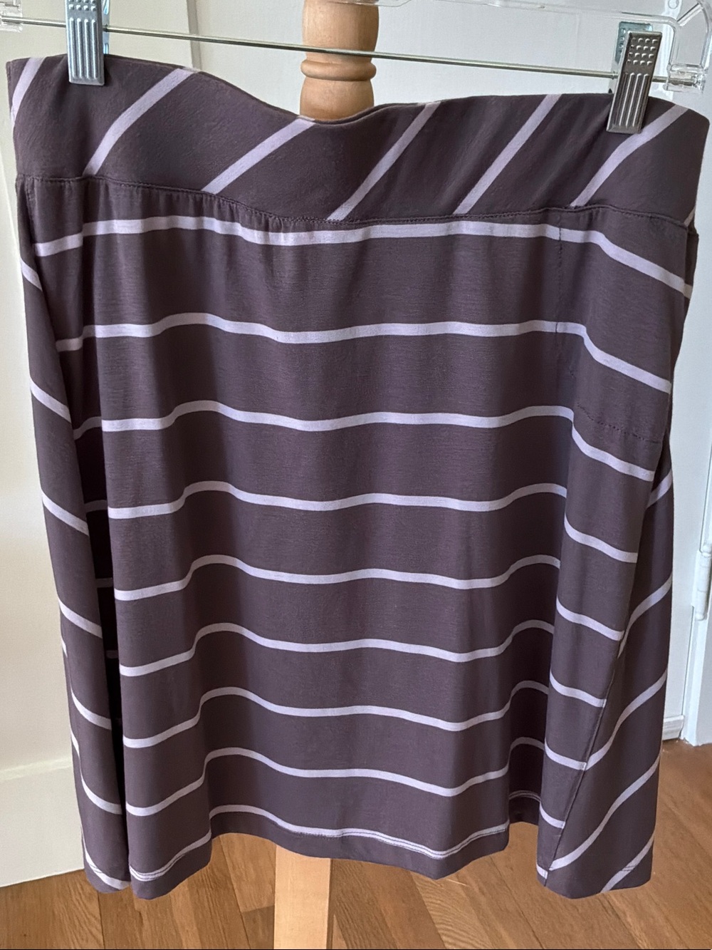 Isis A-Line Skirt in  Brown with Light Lavender Stripes